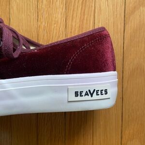 SeaVees for J. Crew velvet Legend Sneaker in burgundy, size 9